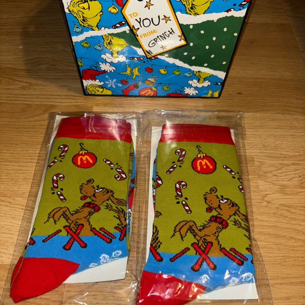 Grinch Christmas Socks - Red and Green